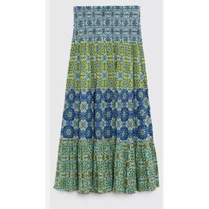 Zara Green Floral Midi Skirt - Size M